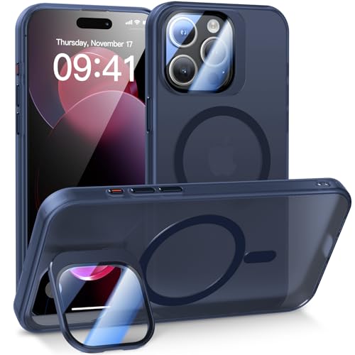 Coque iPhone 15 Pro avec support d'appareil photo et dos translucide mat