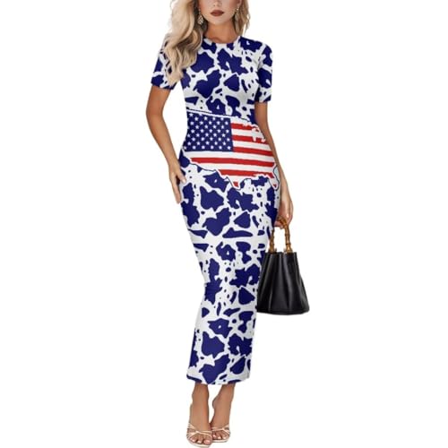 Image of Womens Short Sleeve Jamaican Flag Midi Bodycon Dress | Soft stretchy fabric,crew neck,jamaican print casual date night cocktail party, elegant chic, spring summer fall all season