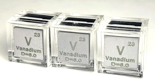 Image of 0.39 inch 10mm Vanadium Metal Cube V up to 99.9% Pure Periodic Table Element Engraved Density Collection Science Education Display Block Cube + Acrylic Case Box - 1PC