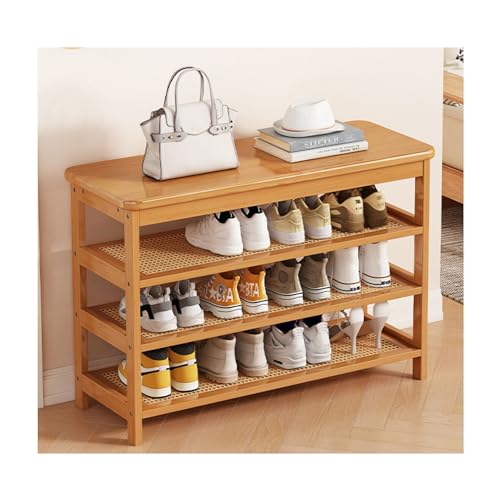 Banc à chaussures en bois à 3 niveaux pour entrée et couloir