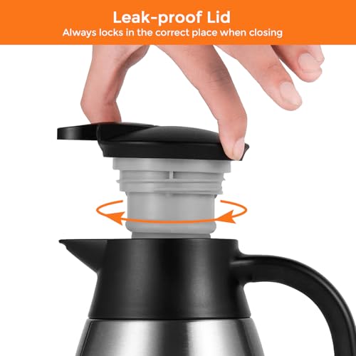 Miniatura 5 de Tiken 1.5l Jarra Térmica Para Café, Acero Inoxidable Aislado Al Vacío Frasco Para Té Y Bebidas Frías Y Calientes