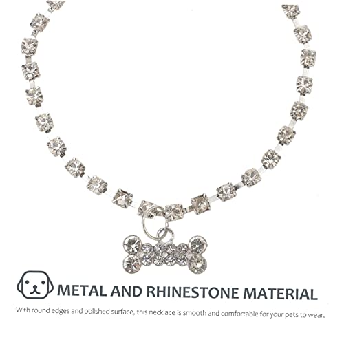Collier de chien de chiot strass en métal de finition supérieure blanche