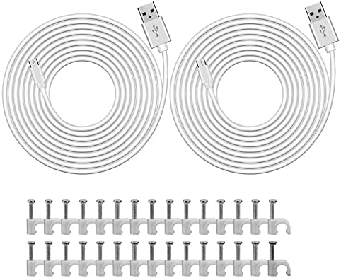 Onite 2-Pack Extended Reach Charging Cables (20FT) for Wyze Cam, Blink Mini, KasaCam, SimpliSafe, Eufy, YI - Security Camera Power Cord (Not for Wyze Pan v3)