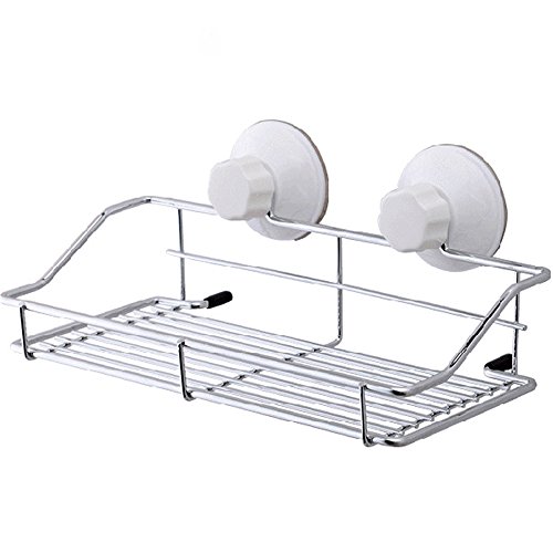 Rustproof baño de acero inoxidable caddy rectángulo ducha cesta con copas de succión Super Shampoo gel de ducha titular