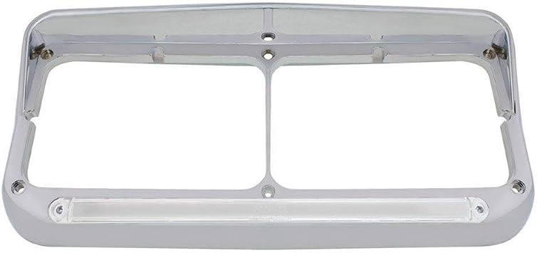 United Pacific 32701 Headlight Bezel, 24 LED, Rectangular, Dual, with Visor & "Glo" Light, Amber LED/Clear Lens