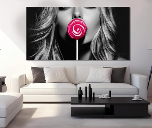 Impression sur toile fille sexy sucette tableau mural sans cadre 70x140 cm