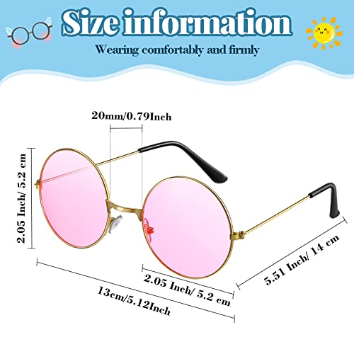Kingdder 36 Pcs Hippie Round Sunglasses 70s Retro Classic Disco Circle Sunglasses Bulk Tinted Lens Glasses for Party Women Men (Multicolor)2