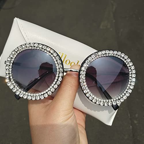 willochra round Rhinestone Sunglasses Women Fashion Diamond bling party Sun Glasses Crystal Disco Shades2