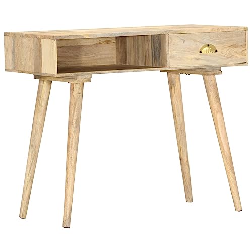 PHGTYUK Table console en bois de manguier massif 90 x 45 x 75 cm avec tiroir et compartiment ouvert en bois de manguier naturel pour salon, couloir ou comme table...