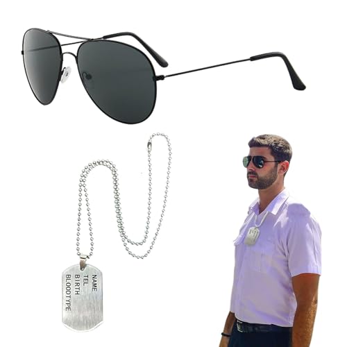 EUPSIIU 2 Pièces Militaire Capitaine de Costume avec Lunettes de Soleil Étiquette de Chien,...