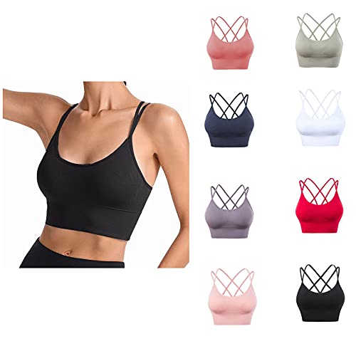 ZEFOTIM Sports Bras For Women 1/3 Pack,Cross Back Sport Bras Padded Strappy Criss Cross Cropped Bras For Yoga Fitness