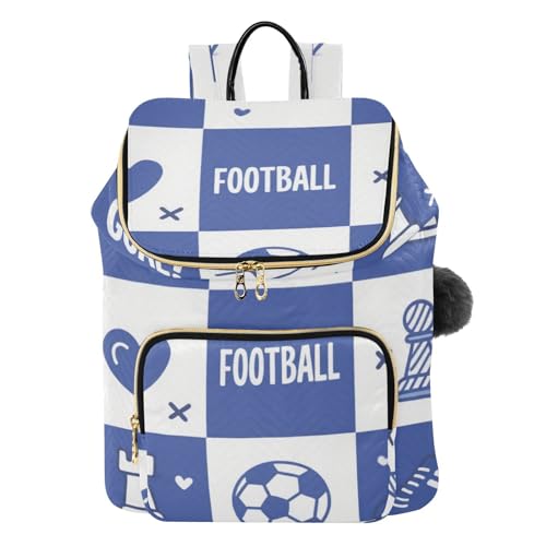 Shoes Football Blue White Checkered Print Designed Women Backpack Premium Casual Shopping Travel Daypack for Gym Shopping Travel bolsas para viajar