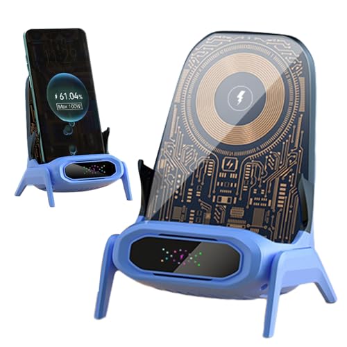 Cargador Inalámbrico | Silla Cargador Rápido Inalámbrico Soporte De Teléfono 3 En 1 con Función De Altavoz Musical | Carga Portátil Y Rápida para Casa/Biblioteca/Escritorio/Escuela/Dormitorio