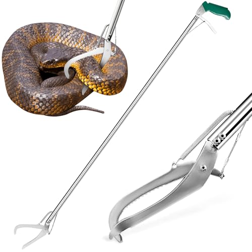 Image of HOMEYA 52 inch Snake Tongs Grabber, Heavy Duty Snake Catcher Wide Jaw Handling Tool, Rattle Snake Catcher, Extra Long Snake Tongs, Snake Catcher with Lock&Non-Slip Grip Handle, Snake Tong Reptile Grabber