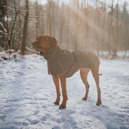 HUNTER Hundemantel NORDBY, Farbe: Oliv, wasserdicht, warm gefüttert, reflektierend, ideal für Outdoor-Abenteuer, schützt vor Kälte & Nässe, maschinenwaschbar, Größe: 35