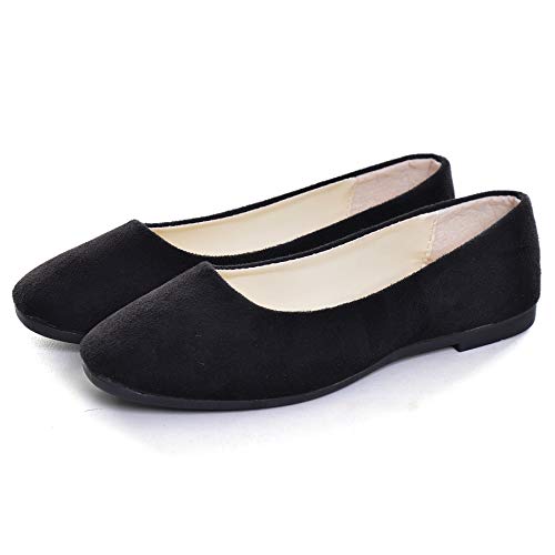 TN TANGNEST Women's Fashion Square Toe Ballet Shoes Non Slip Flats Black 42(9.5) - Image 3