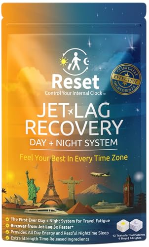 Reset Jet Lag Recovery System | Day and Night Transdermal Patches with Extra Strength Melatonin...
