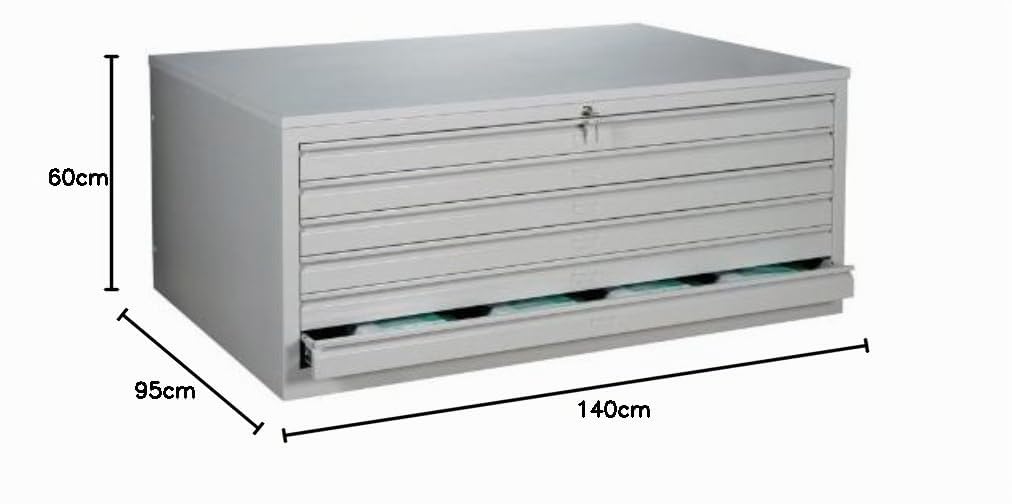 Zeichnungsschrank DIN A0 Flachablageschrank 6 Schubladen 605x1405x955mm