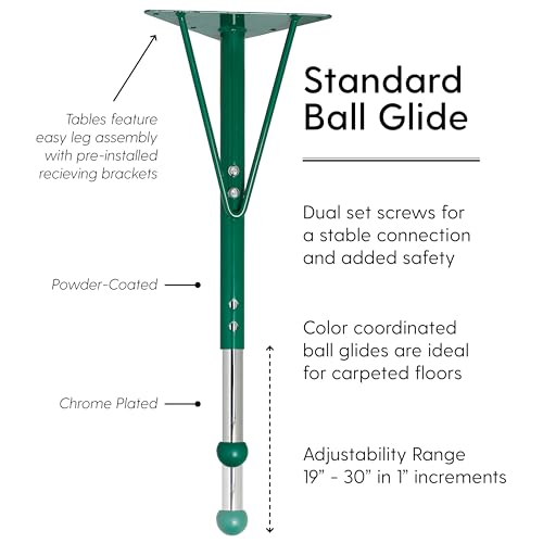 Image of FDP Horseshoe Activity School and Office Table (60 x 66 inch), Standard Legs with Ball Glides for Collaborative Seating Environments, Adjustable Height 19-30 inches - Gray Top and Green Edge