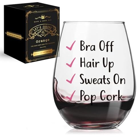 QIMIUTB Bra Off Hair Up Sweats On Pop Cork Stemless Wine Glass, Funny Sarcasm Birthday Christmas Mother's Day Gifts for Siblings Mom Wife Sister Best Friend Her Women Girlfriend Coworkers-45 Cover