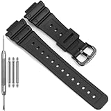 Resin Watch Strap Compatible with Casio 10512401 Replacement Band GWM5610 DW-5600BB DW6900 Rubber Bracelet (Black band black buckle)