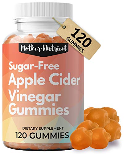 Sugar Free Apple Cider Vinegar Gummies. 120 ACV Gummies with The Mother for Overall Health, Sugar Balance and Bloating Relief Pills. No Sugar Gummy