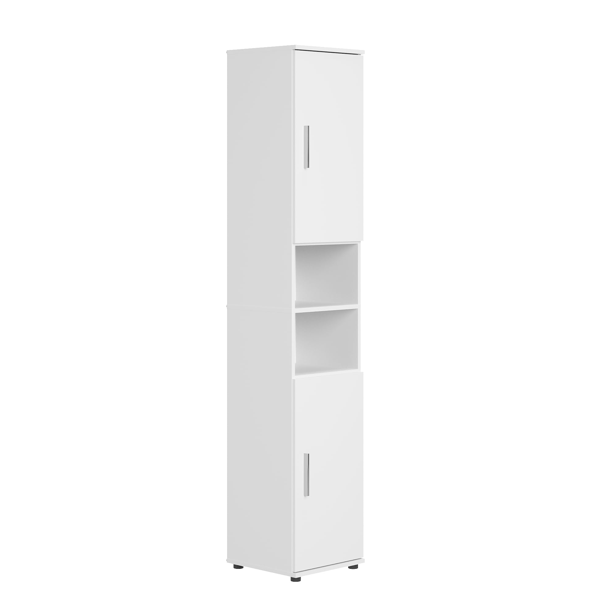 Home Collective Badezimmerschrank schmal - Hochschrank Badschrank mit 6 Fächern, Badezimmer Aufbewahrung, Mehrzweckschrank für Bad, Keller & Hauswirtschaftsraum | 35x35x187 cm (BxTxH) | Weiß