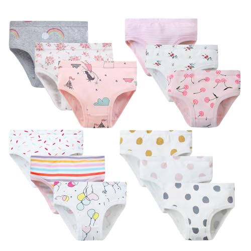 Kids Girls Pack of 3 Soft Cotton Underwear Toddler Cartoon M𝐞rmaid Pattern Briefs Breathable Assorted Undies 3 8
