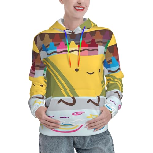 Sweat à capuche pour femme imprimé crayons mignons et coupe slim élégante