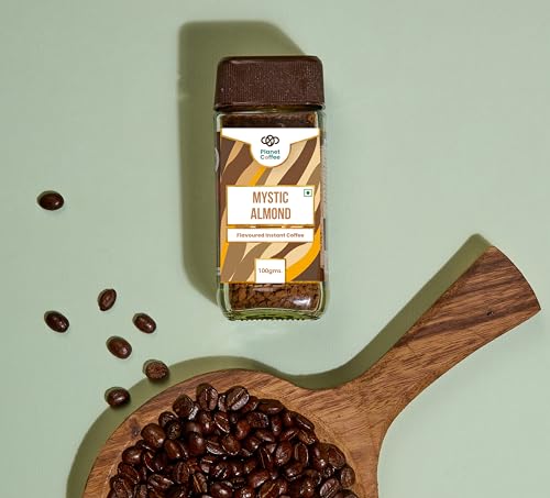 Image of Planet Coffee | MYSTIC Almond Coffee | 100 Gms Jar | Pure Arabica | Freeze-Dried Instant Coffee | No Added Sugar | Makes 50 Cups | Medium Roast | Flavoured Coffee