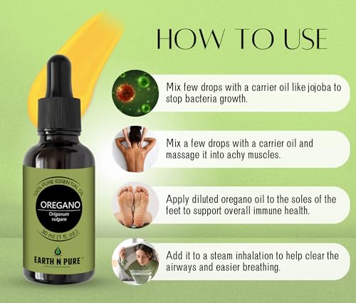 Image of Earth N Pure Oregano Essential Oil Undiluted, Natural and Therapeutic Grade 100 ml