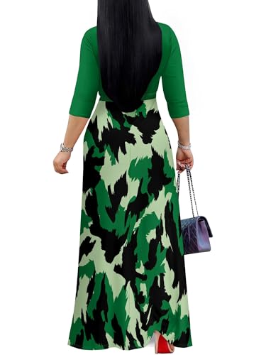 Image of PinkPatty Plus Size Dresses for Curvy Women V Neck Flowy Long Sleeves Wrap Maxi Dress Travel Vacation Outfits