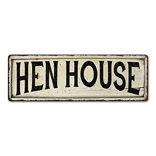 Hen House Sign Farmhouse Signs Wall Decor Art Country Decorations Rustic Vintage Home Tin Plaque Farm Chickens Eggs Gift 6 x 18 High Gloss Metal 206180028193
