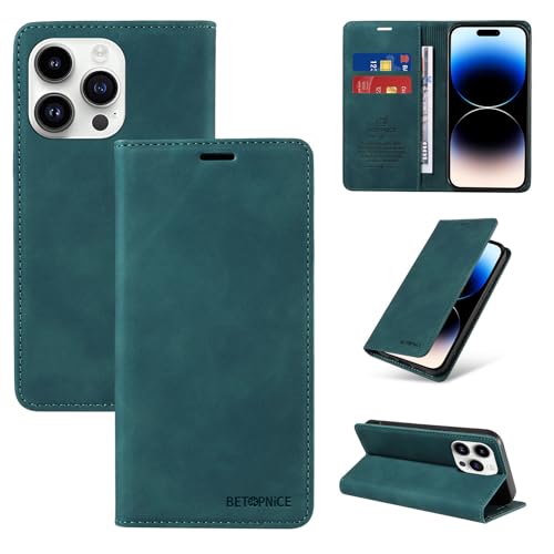 Housse iPhone 16 Pro Max cuir vert émeraude clapet luxe et rabat magnétique intégral