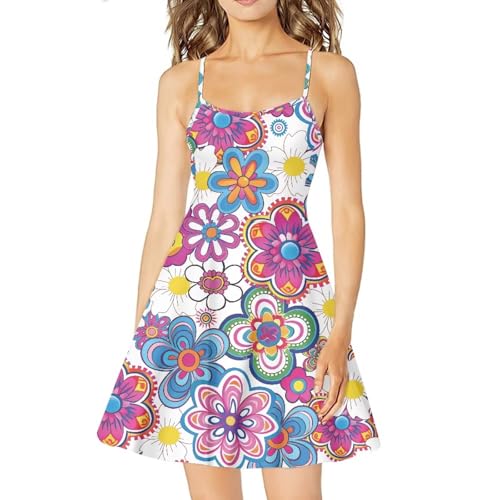 Image of Biyejit Women Casual Loose Dress Strap Long Summer Beach Swing Dress