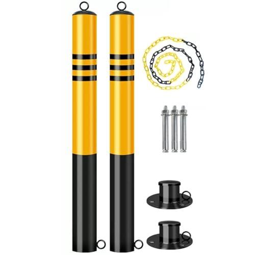 Safety Bollard Bollard de segurança 2 pacotes, poste de amarração de aço de segurança amarelo com 3