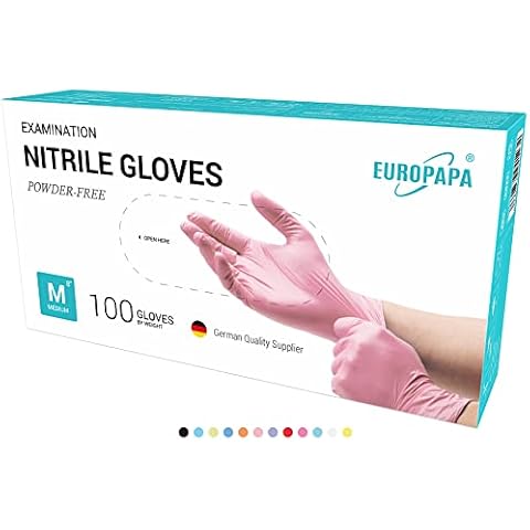 EUROPAPA 200x Einweghandschuhe Nitrilhandschuhe puderfrei Untersuchungshandschuhe EN455 EN374 latexfrei Einmalhandschuhe Handschuhe in Gr. S, M, L & XL verfügbar (M, Pink) Cover