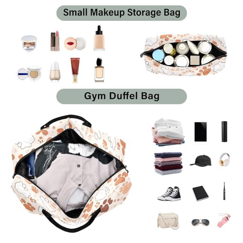 Large Travel Duffel Bag, Dog Paw Cartoon Sports Tote Gym Bag, Shoulder Weekender Overnight Bag for Women Men, Carry On Luggage with Toiletry Bags4