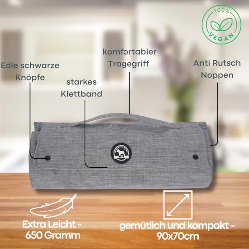 Abby&Ivy Hundedecke für Unterwegs 90x70cm- Faltbare, Waschbare, Rutschfeste Decke für kleine und mittlere Hunde - Leicht, Robust, Pflegeleicht & Isolierend, Ideale Resiedecke, Auto - und Outdoor-decke