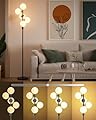 Lightdot Dimmable (Brightness Adjustable) Globe Floor Lamp, Black Retro Standing Lamps with 5x3000K G9 Bulbs Included, Mid Century Modern Floor Lamp for Living Room