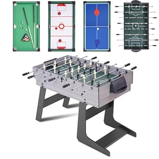 54" 4-in-1 Multi Game Table, Foldable Combo Game Table Set with Ping Pong, Hockey, Pool Billiards and Foosball for Adults, Home, Game Room, Friends & Family