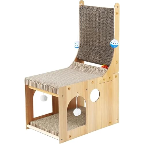 MsiDtsoy 猫用爪とぎ キャットハウス L字型猫爪研ぎ キャットタワー 大型猫用 麻段ボール ペット用品 猫用品 猫家具 組み立て式 高密度段 収納簡単 ストレス解消 通気 (L)