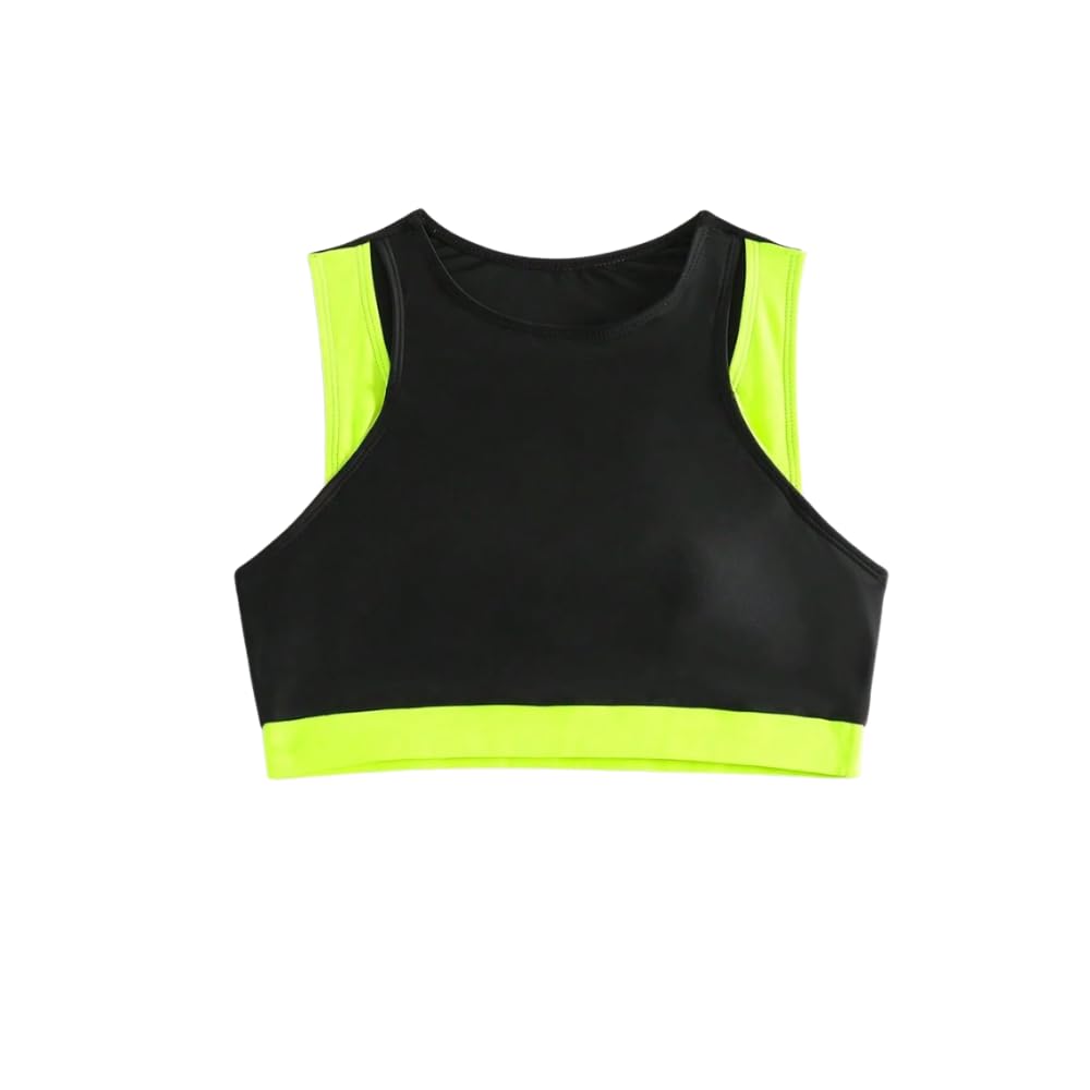 Set di abbigliamento per Pole Dance/Pole Exotic/Pole Sport - Sportivo con Nero e Neon