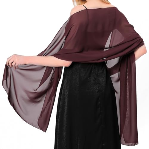 lifwimner Cachecol mulher xailes e envoltórios lenço seda xaile moda xaile estolas de casamento festa chiffon cachecol, Vermelho vinho