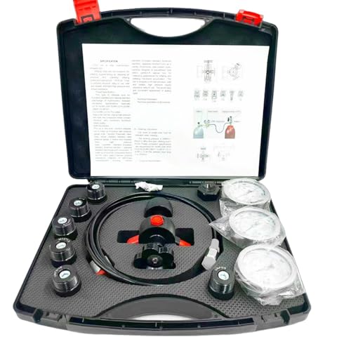 Image of Hydraulic Nitrogen Accumulator Charging Kit, Hydraulic Nitrogen Pressure Gauge Test Kit, WKQ Nitrogen Fill Kit, Gas Charge Tools with 7 Couplings, 3 Gauges & 1 Gas Hose