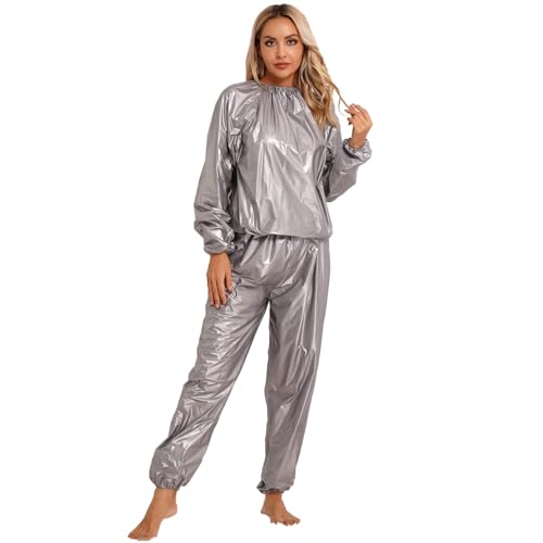 AIGOUT - Tuta da sauna unisex, per esercizi per la perdita di peso, sottile, per palestra, fitness e allenamento, anti-strappo e anti-sudore, Grigio, L