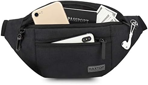 MAXTOP Large Crossbody Fanny Pack Belt Bag with 4-Zipper Pockets,Gifts for Enjoy Sports Yoga Festival Workout Traveling Running Casual Hands-Free Wallets Waist Pack Phone Bag Carrying All Phones