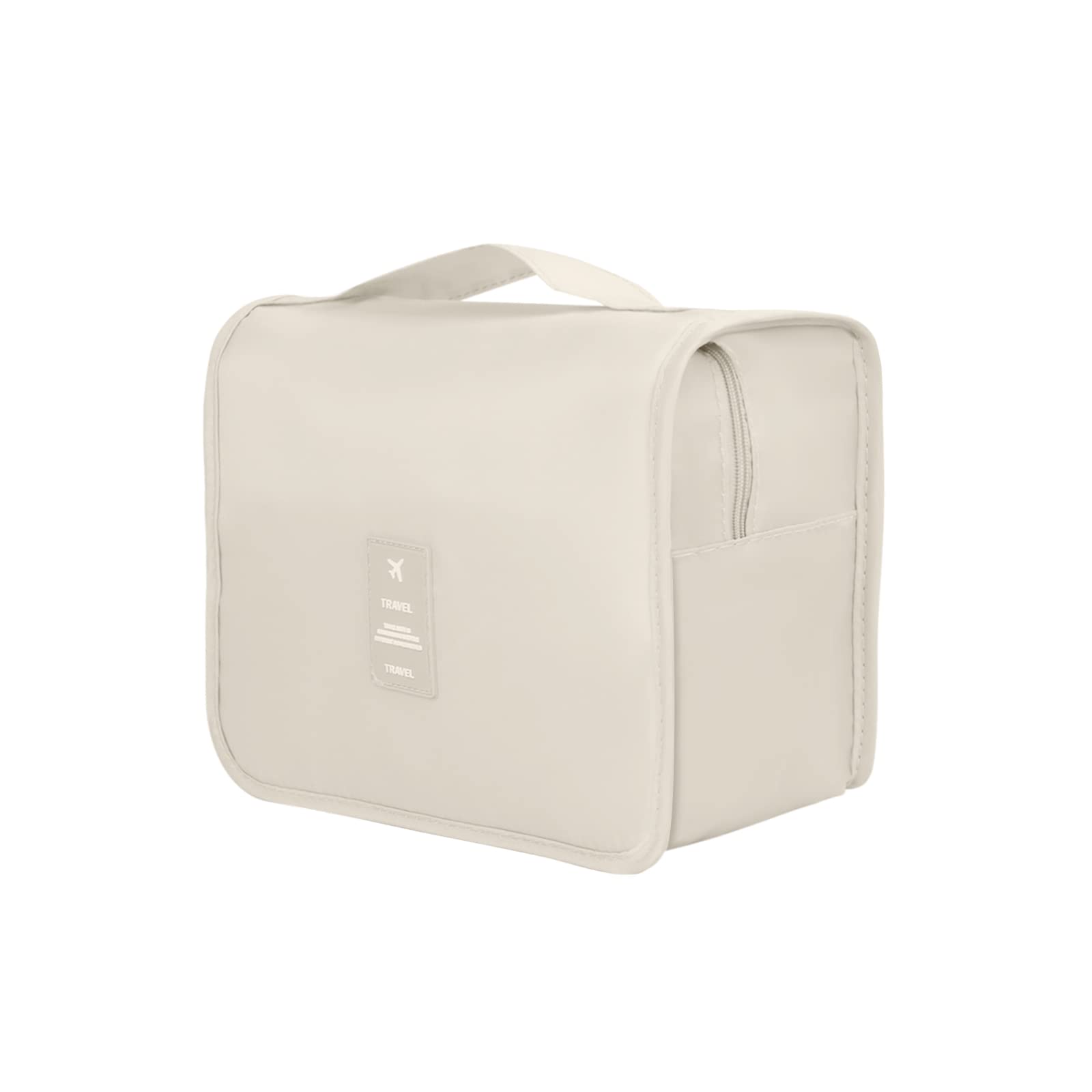 SRVRPolyester Hanging travel toiletry bag, portable toiletry bag for women's toiletry bags with sturdy hooks, Beige ( 21 x 2.2 x 23.8 cms )