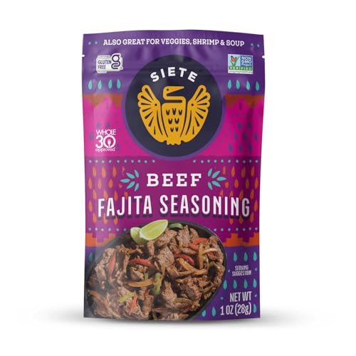 Beef Fajita Seasoning Mix | Seasoning for Beef, Shrimp, and Veggies | Gluten Free | Vegan | Non GMO | Whole30 Approved | 6 Packets (42 Servings)