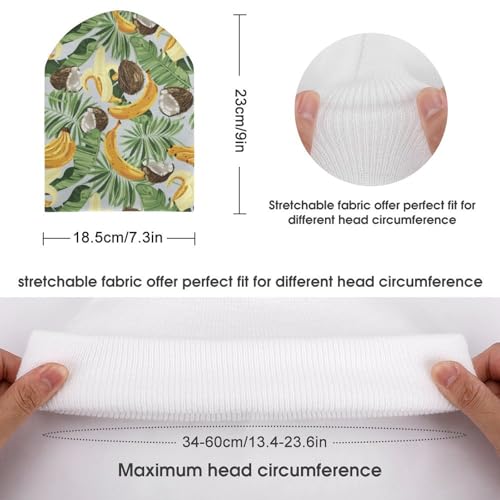 Tropical Banana Coconut Pattern Kids Beanie Hat for for Girls Boys Children Cap Winter Knitted Chemo Cancer Headwear Accessories Gifts Decoration Black2